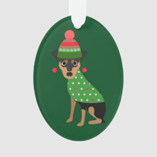 ミニチュア・ピンシャーのクリスマスのオーナメント オーナメント