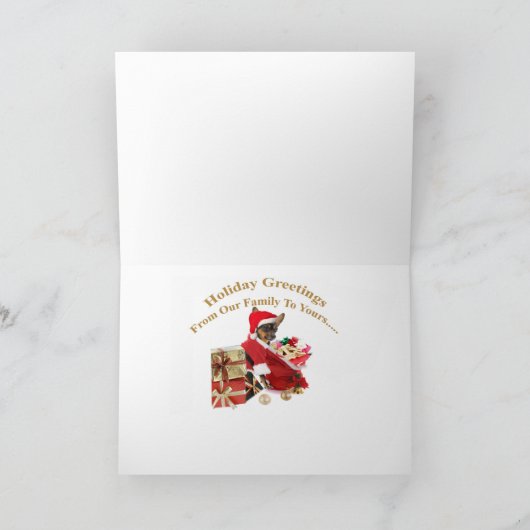 ミニチュア・ピンシャーはクリスマスの挨拶を持って来ます シーズンカード (内部)