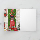 ミニチュア・ピンシャー犬のクリスマス カード (内部)