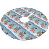 ミニチュア・ピンシュの雪にクリスマスのプレゼントを贈る犬 ブラッシュドポリエステルツリースカート (アングル)