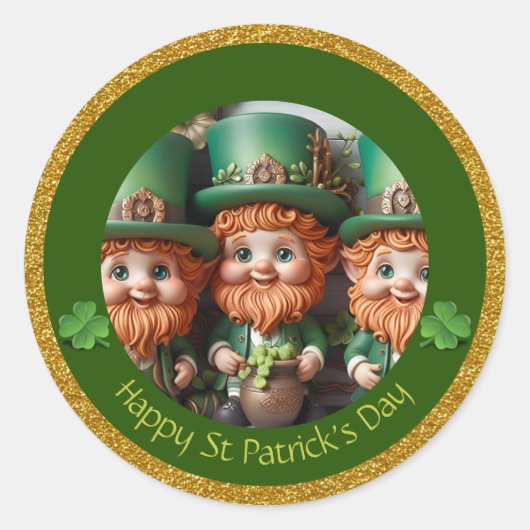 ミニチュアLeprechaun St Patrick's Day 感謝してい RS02 ラウンドシール (正面)
