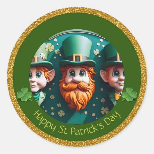 ミニチュアLeprechaun St Patrick's Day 感謝してい RS07 ラウンドシール (正面)