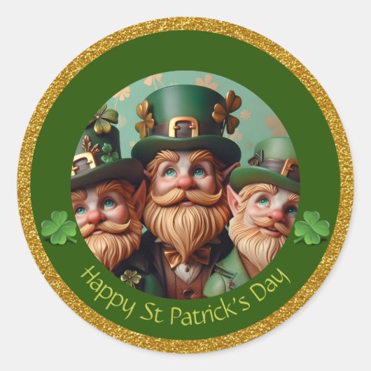 ミニチュアLeprechaun St Patrick's Day 感謝してい RS08 ラウンドシール (正面)