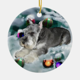 ミニチュアSchnauzerクリスマスプレゼントオーナメント セラミックオーナメント