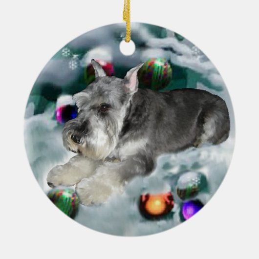 ミニチュアSchnauzerクリスマスプレゼントオーナメント セラミックオーナメント (裏面)