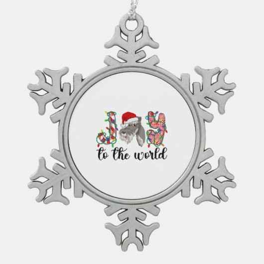 ミニチュアSchnauzerクリスマスミニシュナウザークリスマス スノーフレークピューターオーナメント (正面)