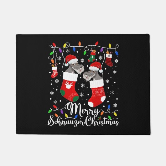 ミニチュアSchnauzerクリスマスミニシュナウザークリスマス ドアマット (正面)
