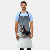 ミニチュアSchnauzerクリスマス雪の冬 エプロン (着用した状態)
