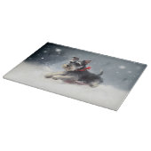 ミニチュアSchnauzerクリスマス雪の冬 カッティングボード (角)