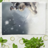 ミニチュアSchnauzerクリスマス雪の冬 キッチンタオル (折り畳み)