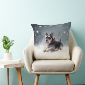 ミニチュアSchnauzerクリスマス雪の冬 クッション (椅子)