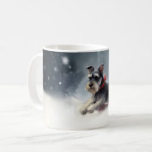 ミニチュアSchnauzerクリスマス雪の冬 コーヒーマグカップ (正面左)
