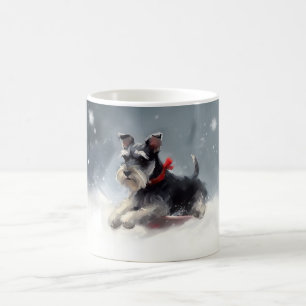 ミニチュアSchnauzerクリスマス雪の冬 コーヒーマグカップ