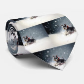 ミニチュアSchnauzerクリスマス雪の冬 ネクタイ (ロール)