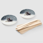 ミニチュアSchnauzerクリスマス雪の冬 ハンドファン (組立なし)