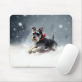 ミニチュアSchnauzerクリスマス雪の冬 マウスパッド (マウス)
