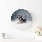 ミニチュアSchnauzerクリスマス雪の冬 ラージ壁時計 (ホーム)