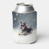 ミニチュアSchnauzerクリスマス雪の冬 缶クーラー (缶裏面)