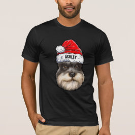 ミニチュアSchnauzerテリアクリスマスハットドッグビッグ Tシャツ