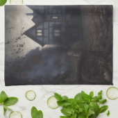 ミニチュアSchnauzerハロウィーン怖い キッチンタオル (折り畳み)