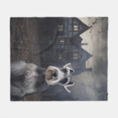 ミニチュアSchnauzerハロウィーン怖い フリースブランケット (正面(横))