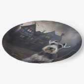 ミニチュアSchnauzerハロウィーン怖い ペーパープレート (アングル)