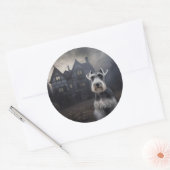 ミニチュアSchnauzerハロウィーン怖い ラウンドシール (封筒)