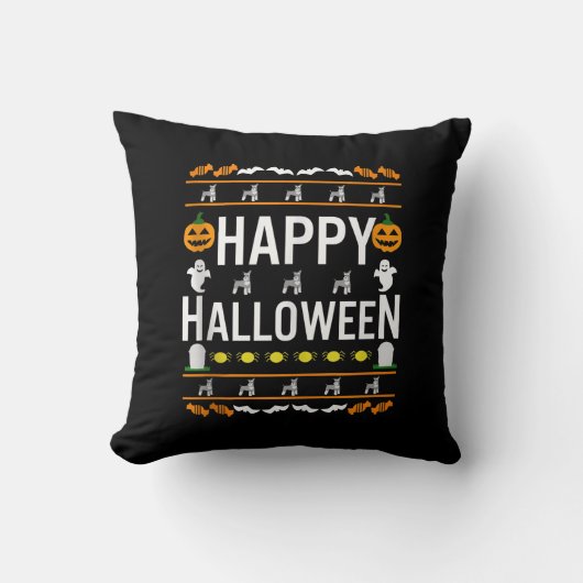 ミニチュアSchnauzerハロウィーン怠惰な醜い衣装 クッション (正面)