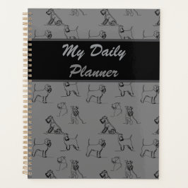 ミニチュアSchnauzerラインアートパターン001グレー プランナー手帳