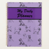 ミニチュアSchnauzerラインアートパターン001ラベンダー プランナー手帳 (正面)