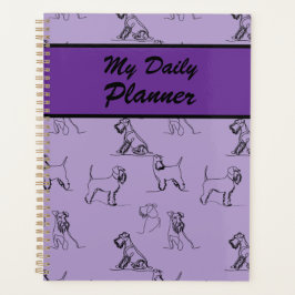 ミニチュアSchnauzerラインアートパターン001ラベンダー プランナー手帳