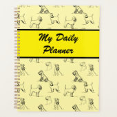 ミニチュアSchnauzerラインアートパターン001黄色 プランナー手帳 (正面)