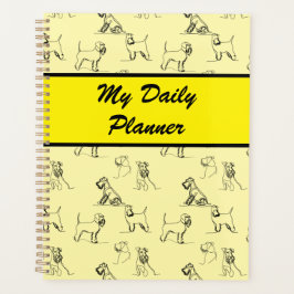ミニチュアSchnauzerラインアートパターン001黄色 プランナー手帳