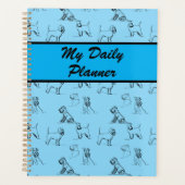 ミニチュアSchnauzerラインアートパターン001 LightBlue プランナー手帳 (正面)