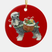 ミニチュアSchnauzer犬のクリスマスオーナメント セラミックオーナメント (正面)