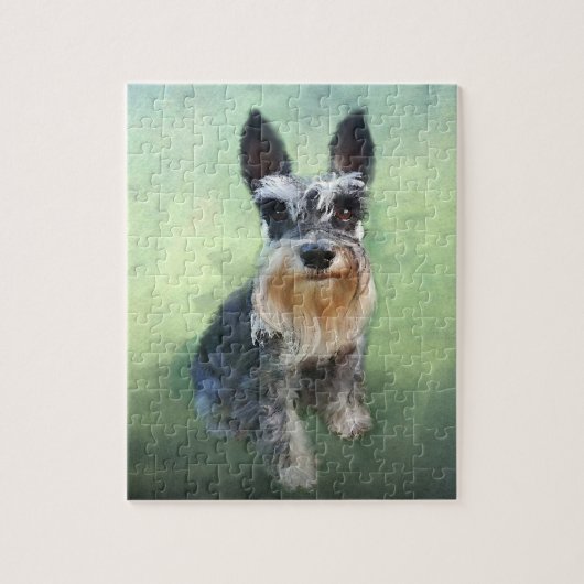 ミニチュアSchnauzer Dog Water Color 絵画 Art's ジグソーパズル (縦)