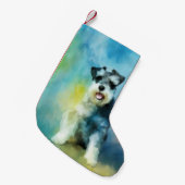 ミニチュアSchnauzer Dog Water Color 絵画 Art's スモールクリスマスストッキング (正面 (吊り時))
