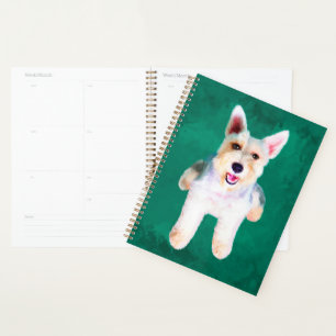 ミニチュアSchnauzer Dog Water Color 絵画 Art's プランナー手帳