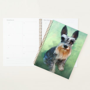 ミニチュアSchnauzer Dog Water Color 絵画 Art's プランナー手帳