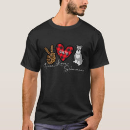 ミニチュアSchnauzer Plaid Peace Love Cute Dog Tシャツ