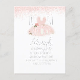 ミニチュチュの女の子の誕生日　2歳の誕生日　グリッター ポストカード