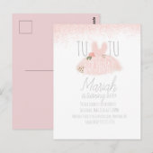 ミニチュチュの女の子の誕生日 2歳の誕生日 グリッター ポストカード (正面/裏面)