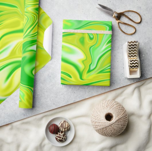 「ミニドリーム：緑の大理石の柔らかい渦巻き」 ラッピングペーパー (クラフト)
