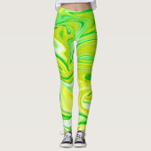 「ミニドリーム:緑の大理石の柔らかい渦巻き」 レギンス (正面)