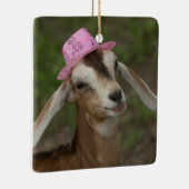 ミニヌビアンデイリーヤギinピンクの女性のカーボーイ帽子 セラミックオーナメント (右)