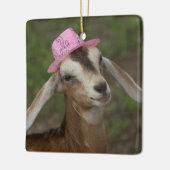 ミニヌビアンデイリーヤギinピンクの女性のカーボーイ帽子 セラミックオーナメント (左)