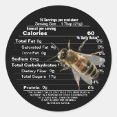 ミニハニーリッドラベルブラック栄養事実ビー ラウンドシール (正面)