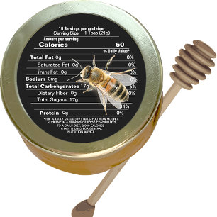 ミニハニーリッドラベルブラック栄養事実ビー ラウンドシール