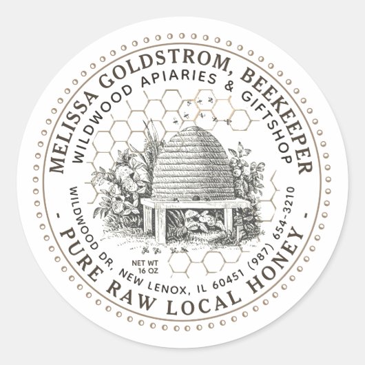 ミニハニーヴィンテージガーデンスケップラベルハニカム ラウンドシール (正面)