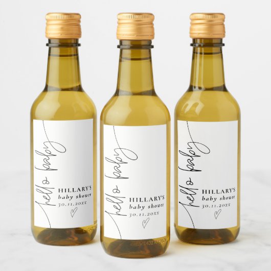 ミニハローベビーエレガント書道ベビーシャワー ワインラベル (ボトル)